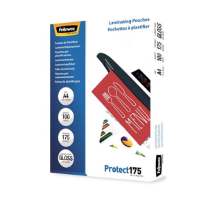 Fellowes A4 Glossy Laminating Pouches - 175 Micron, 100 Pack