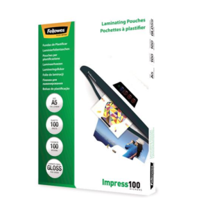 Fellowes A5 Glossy Laminating Pouches 100 Micron - Pack of 100
