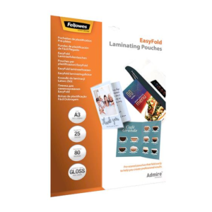 Fellowes EasyFold A3 Laminating Pouches - 80 Micron, 25 Pack