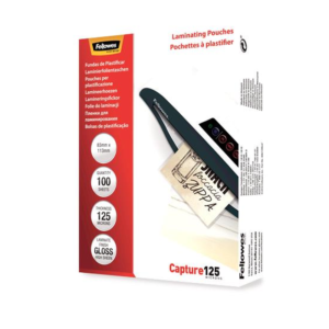 Fellowes Glossy Card Laminating Pouches - 125 Micron, 100 Pack