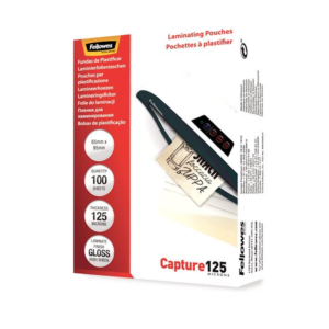 Fellowes Glossy Laminating Pouches - Card Size, 125 Micron, 100 Pack