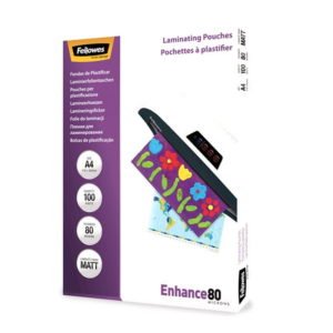 Fellowes Matt Laminating Pouches - A4, 80 Micron, 100 Pack