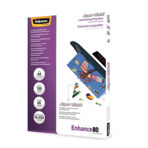 Fellowes SuperQuick Laminating Pouches - A4 Glossy, 80 Micron, 100 Pack