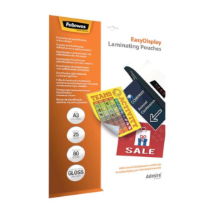 Fellowes Admire A3 Adhesive Laminating Pouches - 80 Micron, 25 Pack