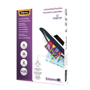 Fellowes ImageLast A5 Laminating Pouches - 80 Micron, 100 Pack