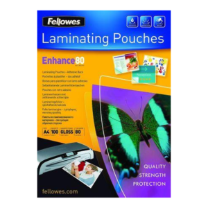 Fellowes A4 Adhesive Back Laminating Pouches - 80 Micron, 100 Pack